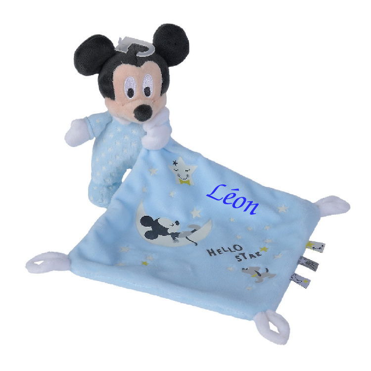  mickey mouse plush with comforter glow in dark blue 25 cm 
